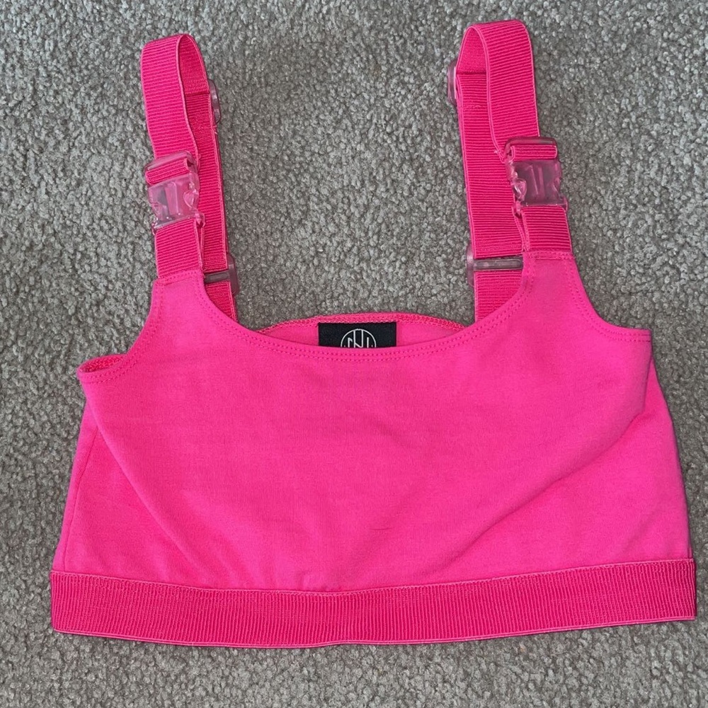 Ninth Hall hot pink crop with buckles.